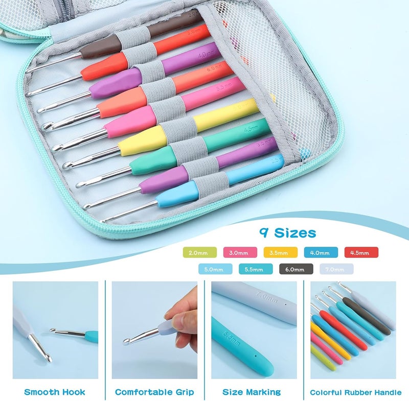 Mayboos 96 Pack Crochet Hooks Set, Ergonomic Crochet Hooks Weave Yarn Kits with Storage Case and Crochet Needle Accessories, Crochet Needles Kit for Beginners and Experienced Crochet Hook - Image 4